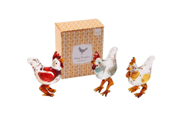 Hand Crafted Glass Rooster (Various Colours)