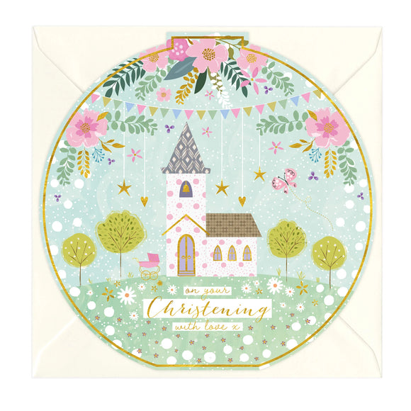 Whistlefish - With Love Round Christening Greetings Card
