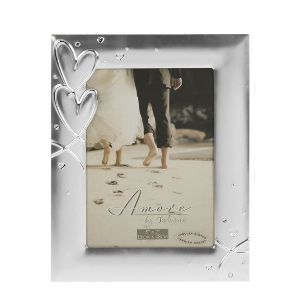 AMORE SILVERPLATED FRAME WITH HEARTS & CRYSTALS 5