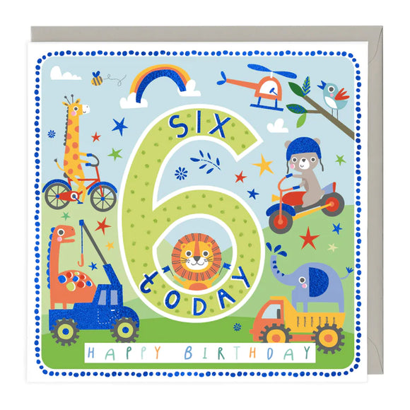 6 Today Playful Animals Birthday Card Sajaroo Gifts