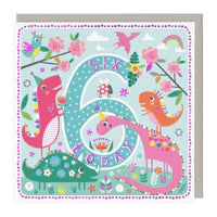6 Today Dinosaur Party Birthday Card Sajaroo Gifts