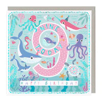 9 Today Sea Life Children's Birthday Card Sajaroo Gifts