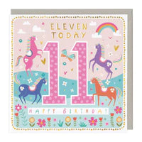 11 Today Colourful Horses Birthday Card Sajaroo Gifts