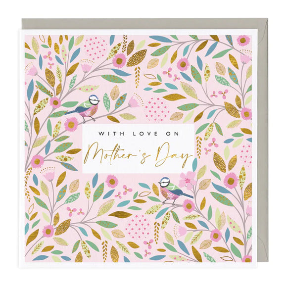 Whistlefish - Pink & Gold Birds Mothers Day Card