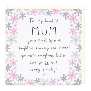 Whistlefish - Beautiful Kind Mum Birthday Greetings Card