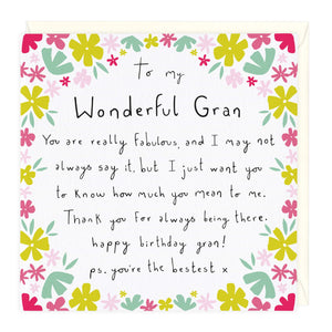 Whistlefish - To My Wonderful Gran Birthday Greetings Card