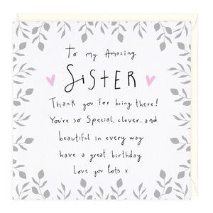 Whistlefish - To My Amazing Sister Birthday Greetings Card