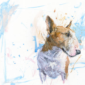 Whistlefish - American Bull Terrier On Blue Art Greetings Card