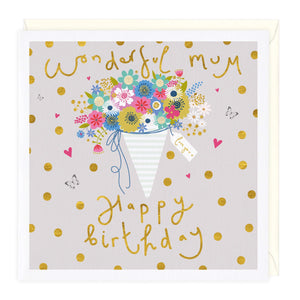 Whistlefish - Floral Bunch Wonderful Mum Birthday Greetings Card