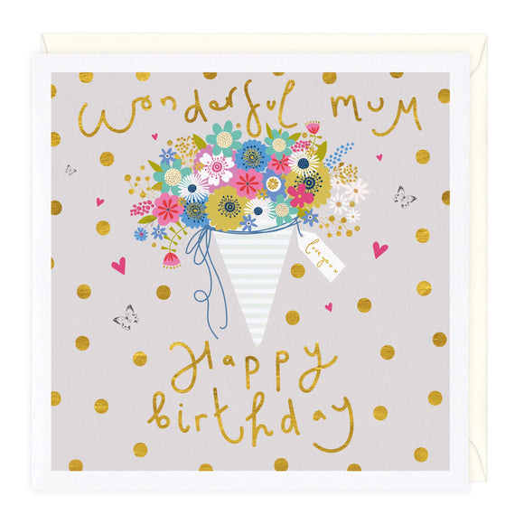 Whistlefish - Floral Bunch Wonderful Mum Birthday Greetings Card