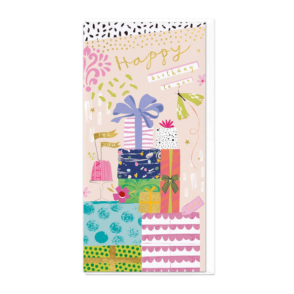 Whistlefish - Present Stack Slim Birthday Greetings Card