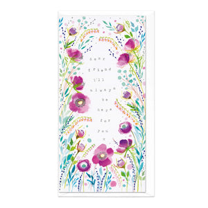 Purple Floral Dear Friend Slim Greetings Card