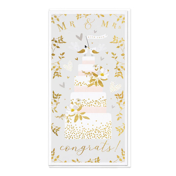 Whistlefish - Mr & Mrs Wedding Slim Greetings Card