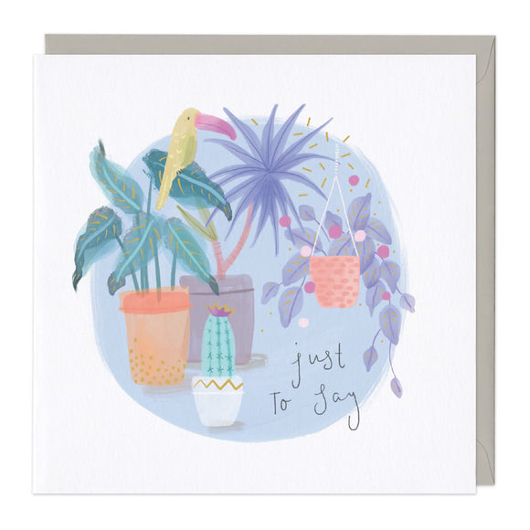 Whistlefish - Cactus and Parrot Just To Say Greetings Card