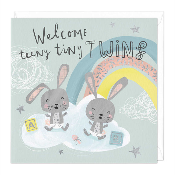 Whistlefish - Welcome Teeny Tiny Twins New Baby Greetings Card