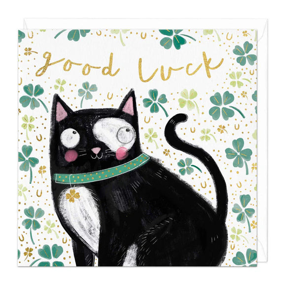 Whistlefish - Good Luck Cat Greetings Card