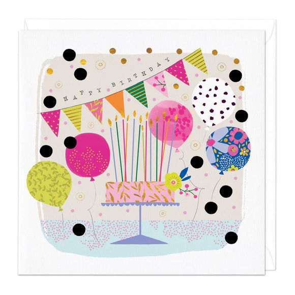 Cake and Balloons Birthday Card Sajaroo Gifts