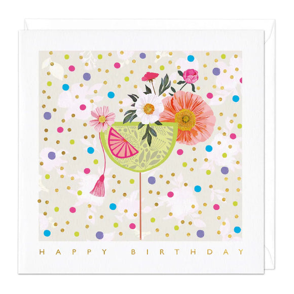 Floral Cocktail Birthday Card Sajaroo Gifts