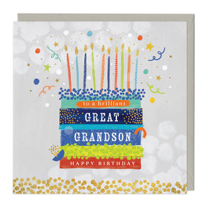 Great Grandson Cake Birthday Card Sajaroo Gifts