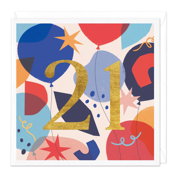 21st Balloons Birthday Card Sajaroo Gifts