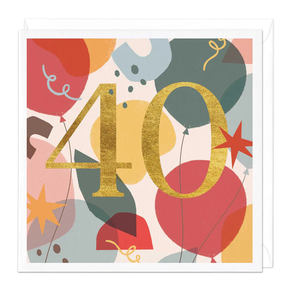 40th Balloons Birthday Card Sajaroo Gifts