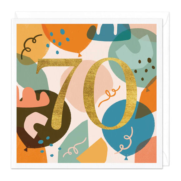 70th Balloons Birthday Card Sajaroo Gifts