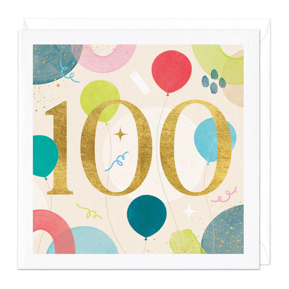 100th Balloons Birthday Card Sajaroo Gifts