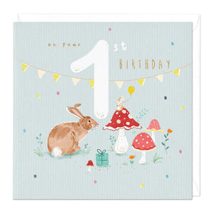 Woodland Animals 1st Birthday Card Sajaroo Gifts
