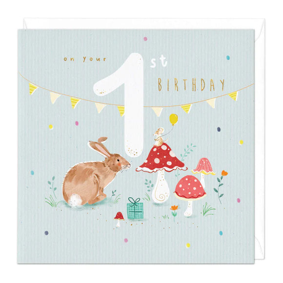 Woodland Animals 1st Birthday Card Sajaroo Gifts