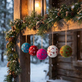 Handmade Felt Round Snowflake Baubles (Set Of 5) - Christmas Hanging Decorations