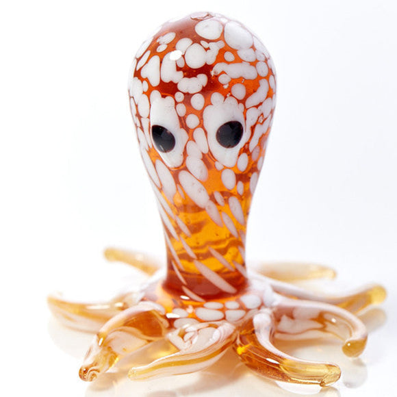 GLASS PATTERNED OCTOPUS ORANGE OR BLUE Sajaroo Gifts