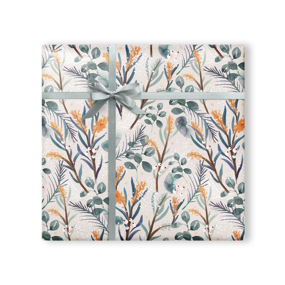 Ink Orange Foliage Wrapping Paper Sajaroo Gifts