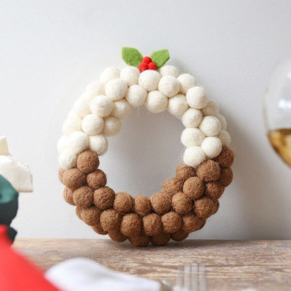 Lisa Angel - Pom Pom Christmas Pudding Wreath