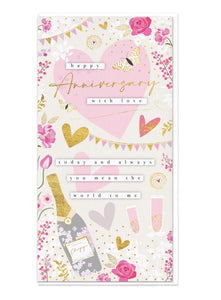 Happy Anniversary Slim Greetings Card