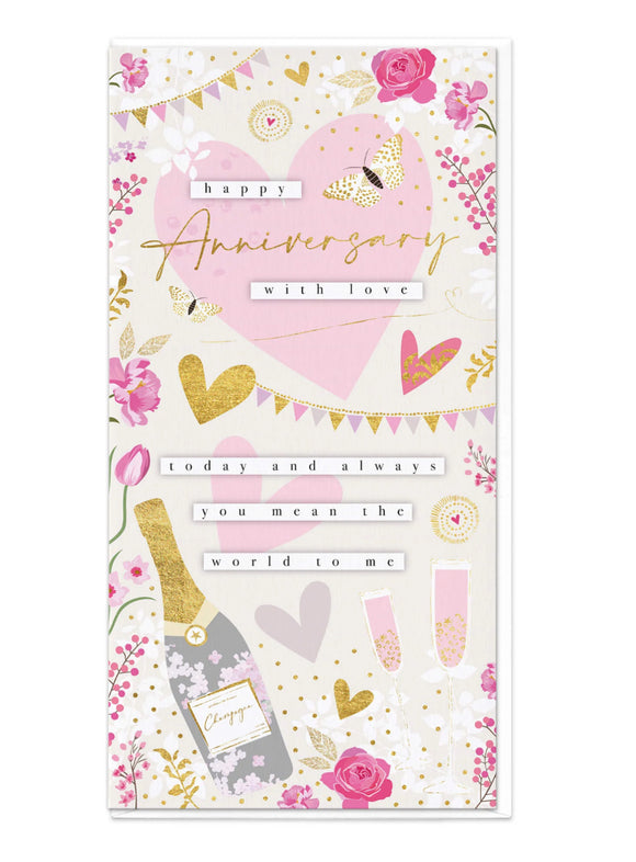 Happy Anniversary Slim Greetings Card