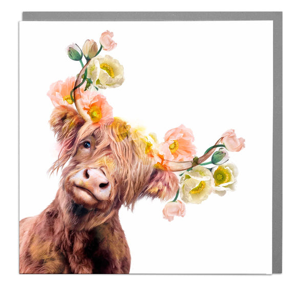 Lola Design - New Highland Cow Blank Art Greeting Card