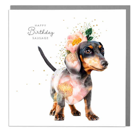 Lola Design - Happy Birthday - Sausage Dog Greeting Card