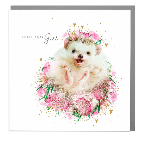 Lola Design - New Baby Girl - Hedgehog Greeting Card
