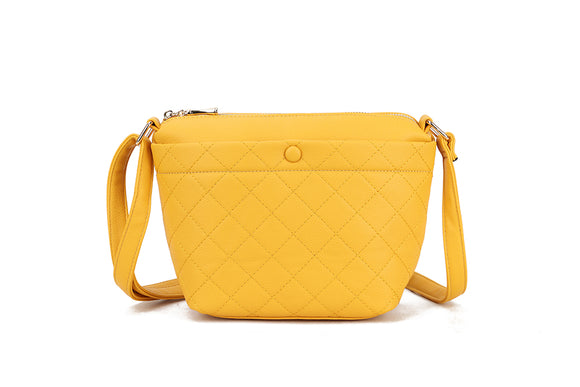 Handbag with various compartments and zips.
