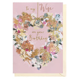 Happy Birthday Wreath Card | Wife Birthday Card - By Louise Tiler