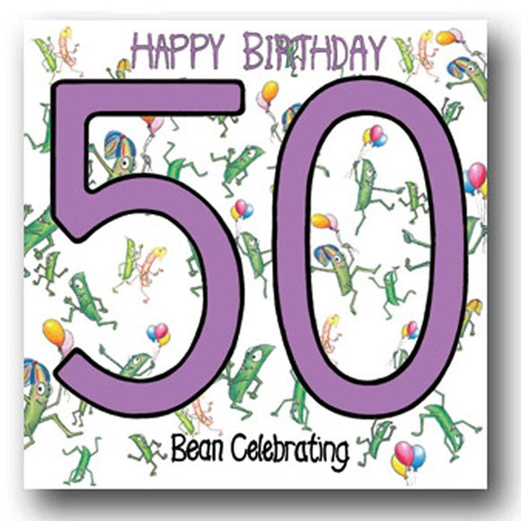Happy Birthday  Bean Celebrating Large Greetings Card - 50, 60, 70