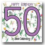 Happy Birthday  Bean Celebrating Large Greetings Card - 50, 60, 70