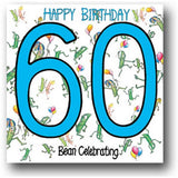Happy Birthday  Bean Celebrating Large Greetings Card - 50, 60, 70