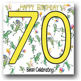 Happy Birthday  Bean Celebrating Large Greetings Card - 50, 60, 70