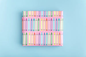 Hand drawn and printed in the UK - Crayon Gift Wrap | Wrapping Paper | Baby Shower Gift Wrap
