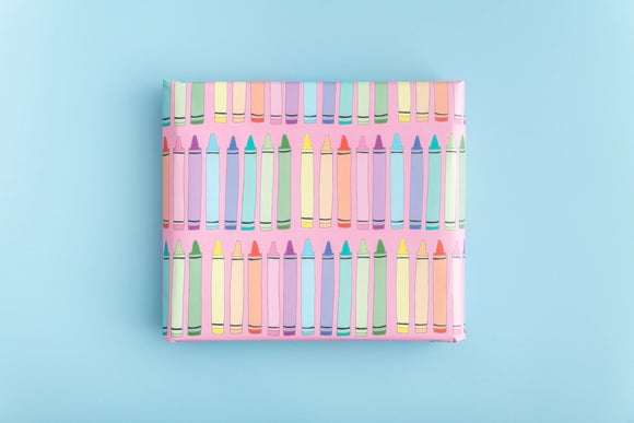 Hand drawn and printed in the UK - Crayon Gift Wrap | Wrapping Paper | Baby Shower Gift Wrap