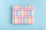 Hand drawn and printed in the UK - Crayon Gift Wrap | Wrapping Paper | Baby Shower Gift Wrap