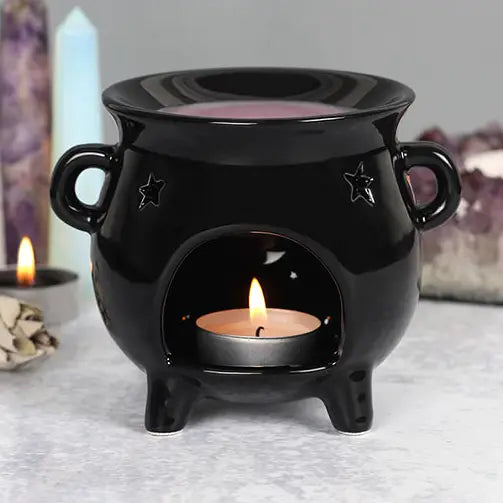 Gothic Black Cauldron Halloween Oil Burner and Wax Warmer