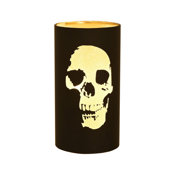 BLACK AND GOLD LED SKULL SILHOUETTE LANTERN Sajaroo Gifts