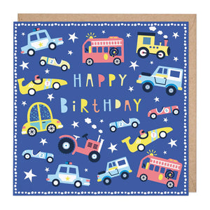 Light Up Cars Glow In The Dark Happy Birthday Greetings Card